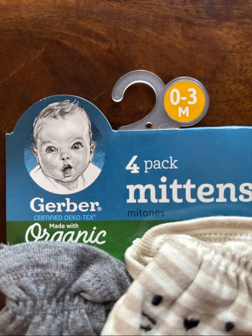 Gerber Neutral Baby Mittens Set in Gray and Cream